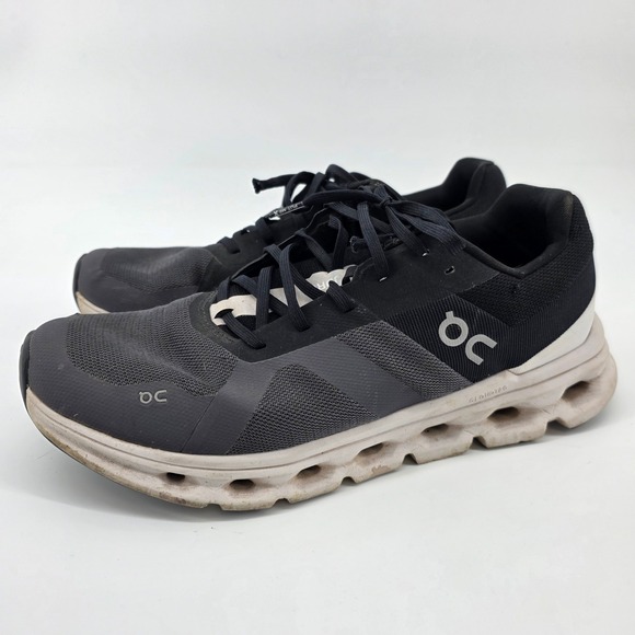 On Cloud Cloudrunner Mens 11 Running Shoes Black White CloudTec 55.99012